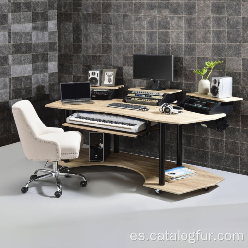 Equipo de estudio de escritorio de estudio de grabación de audio de madera